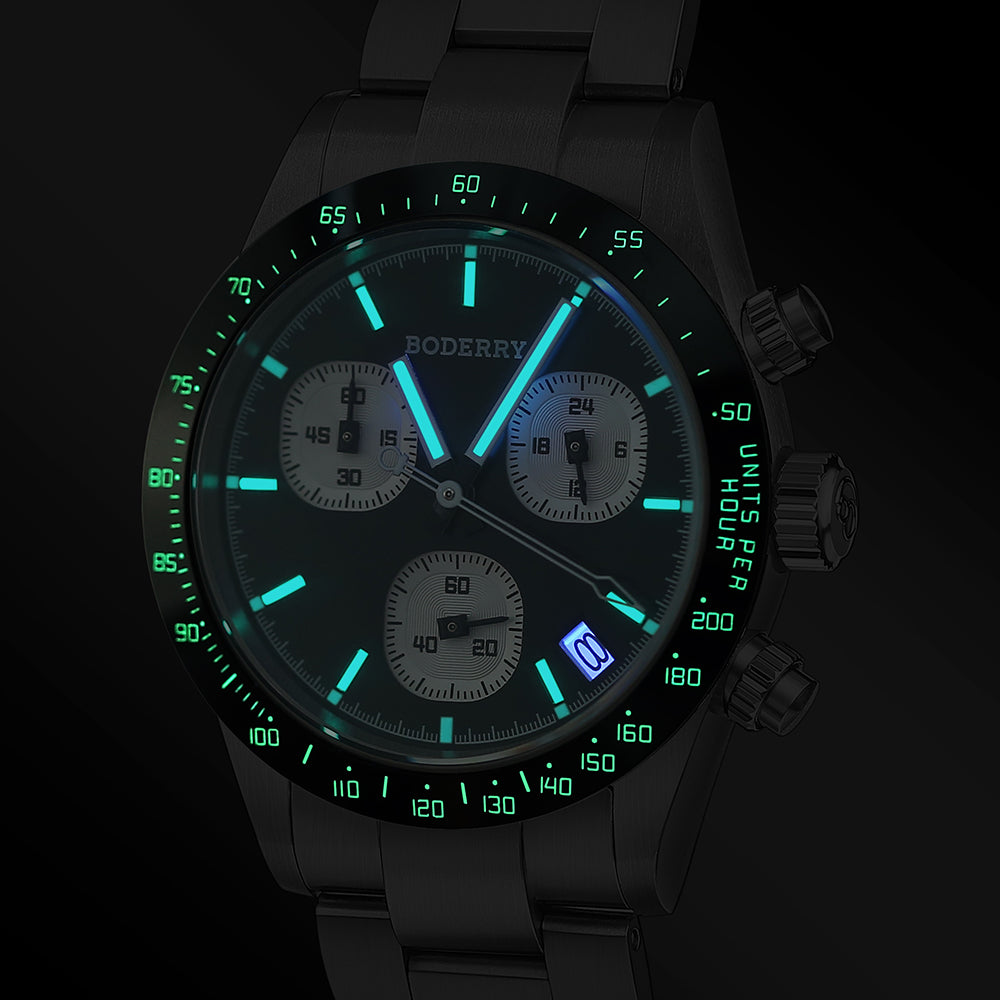GOLDACE - 100M WR Titanium Mecha-Quartz Chronograph Watch | Black