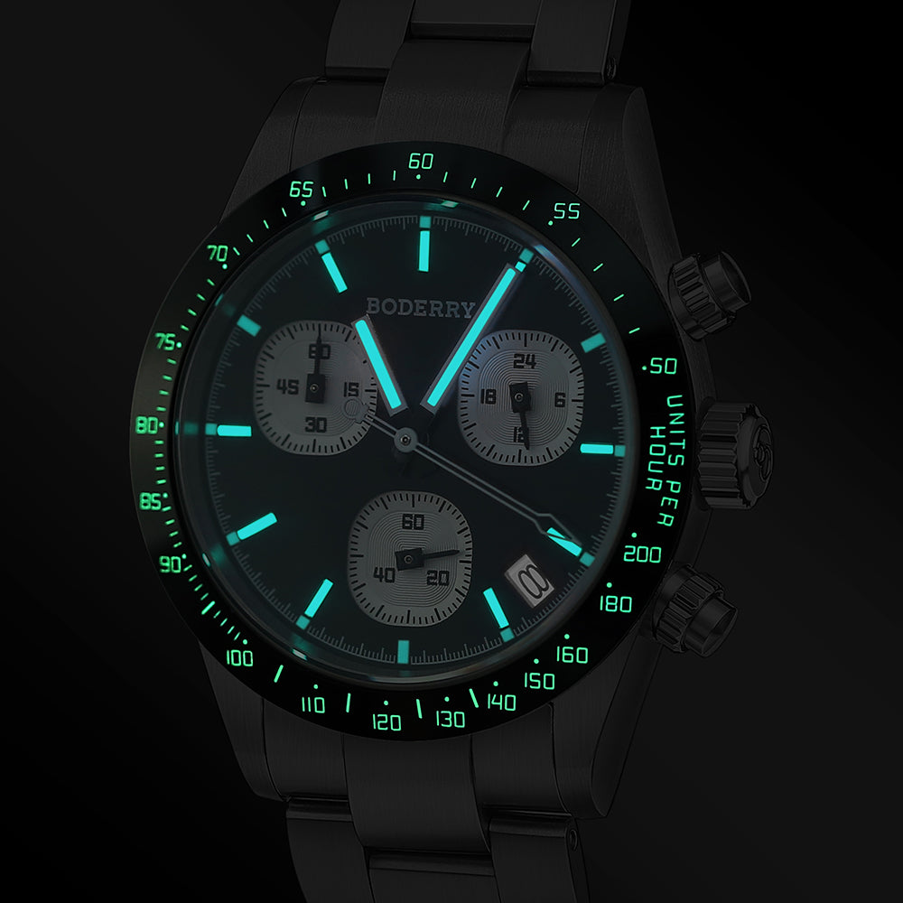 GOLDACE - 100M WR Titanium Mecha-Quartz Chronograph Watch | Black