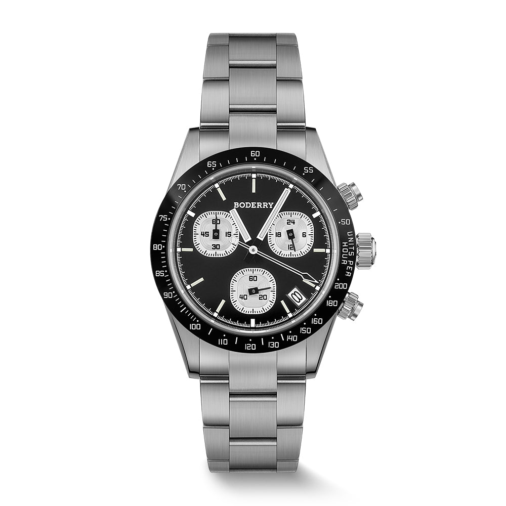 GOLDACE - 100M WR Titanium Mecha-Quartz Chronograph Watch | Black