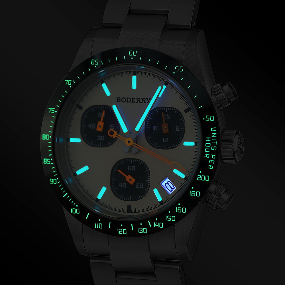GOLDACE - 100M WR Titanium Mecha-Quartz Chronograph Watch | Cream