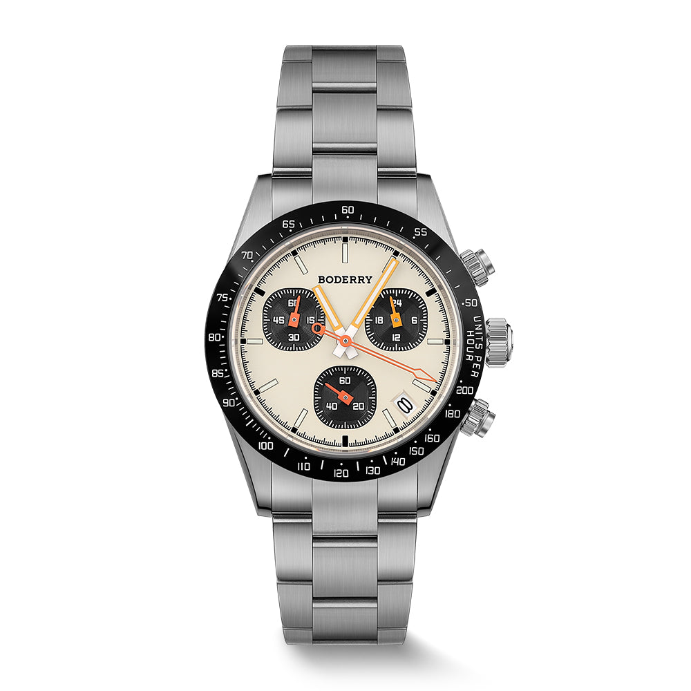 GOLDACE - 100M WR Titanium Mecha-Quartz Chronograph Watch | Cream