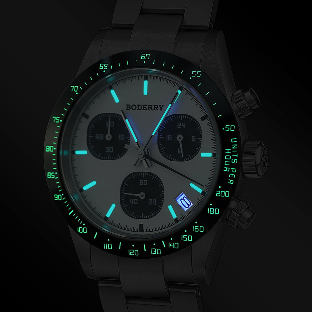 GOLDACE - 100M WR Titanium Mecha-Quartz Chronograph Watch | White