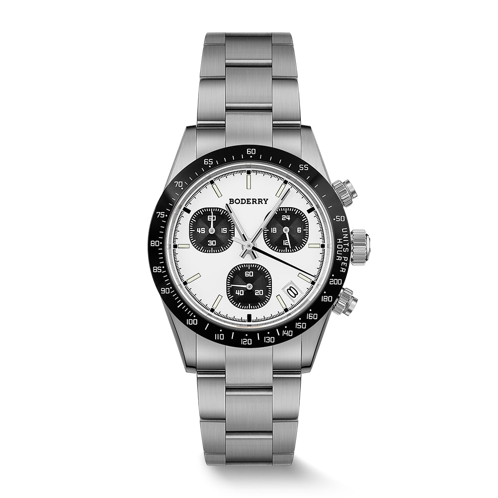 GOLDACE - 100M WR Titanium Mecha-Quartz Chronograph Watch | White