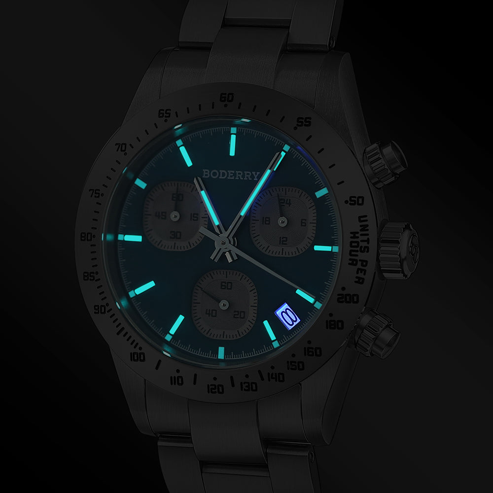 GOLDACE - 100M WR Titanium Mecha-Quartz Chronograph Watch | Blue