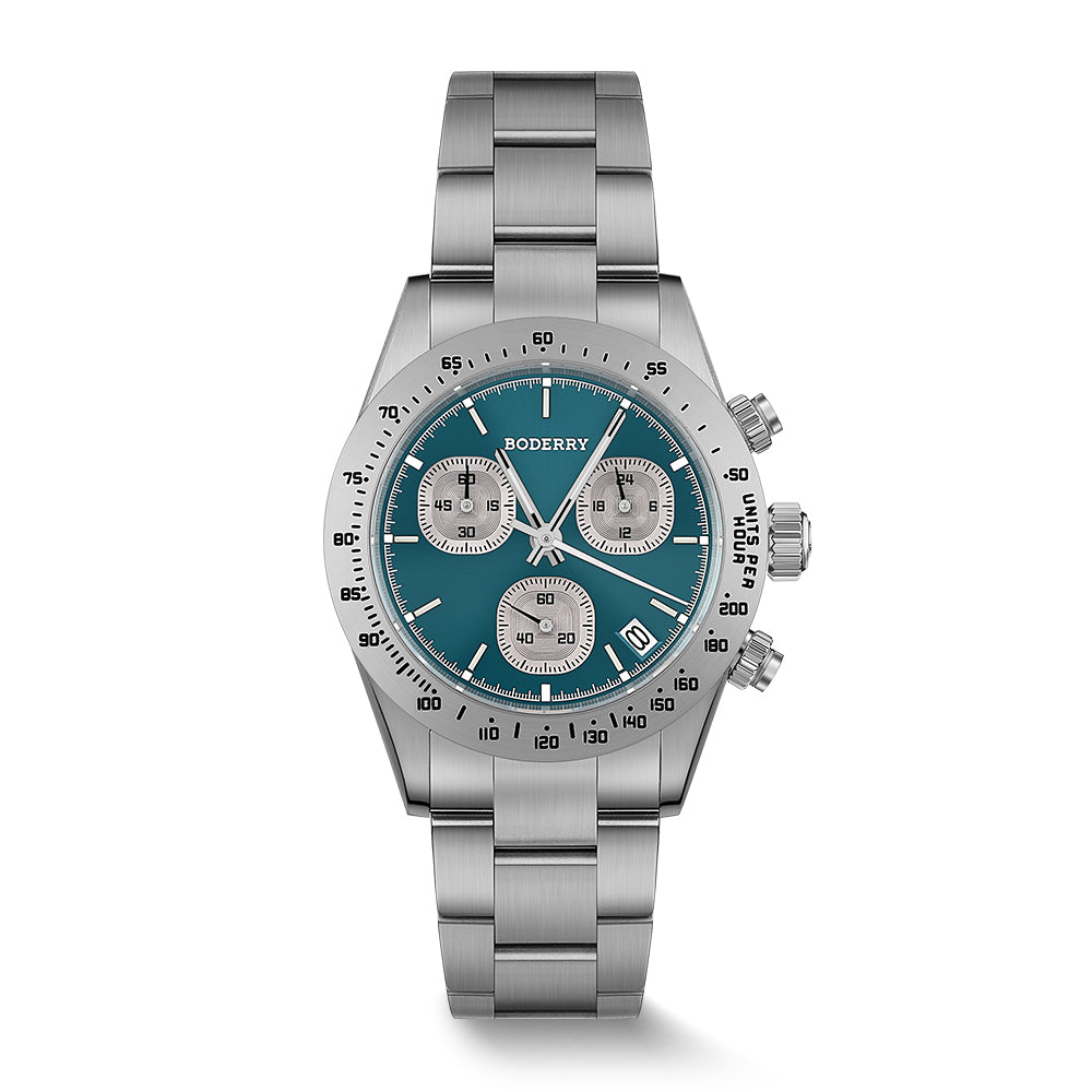 GOLDACE - 100M WR Titanium Mecha-Quartz Chronograph Watch | Blue