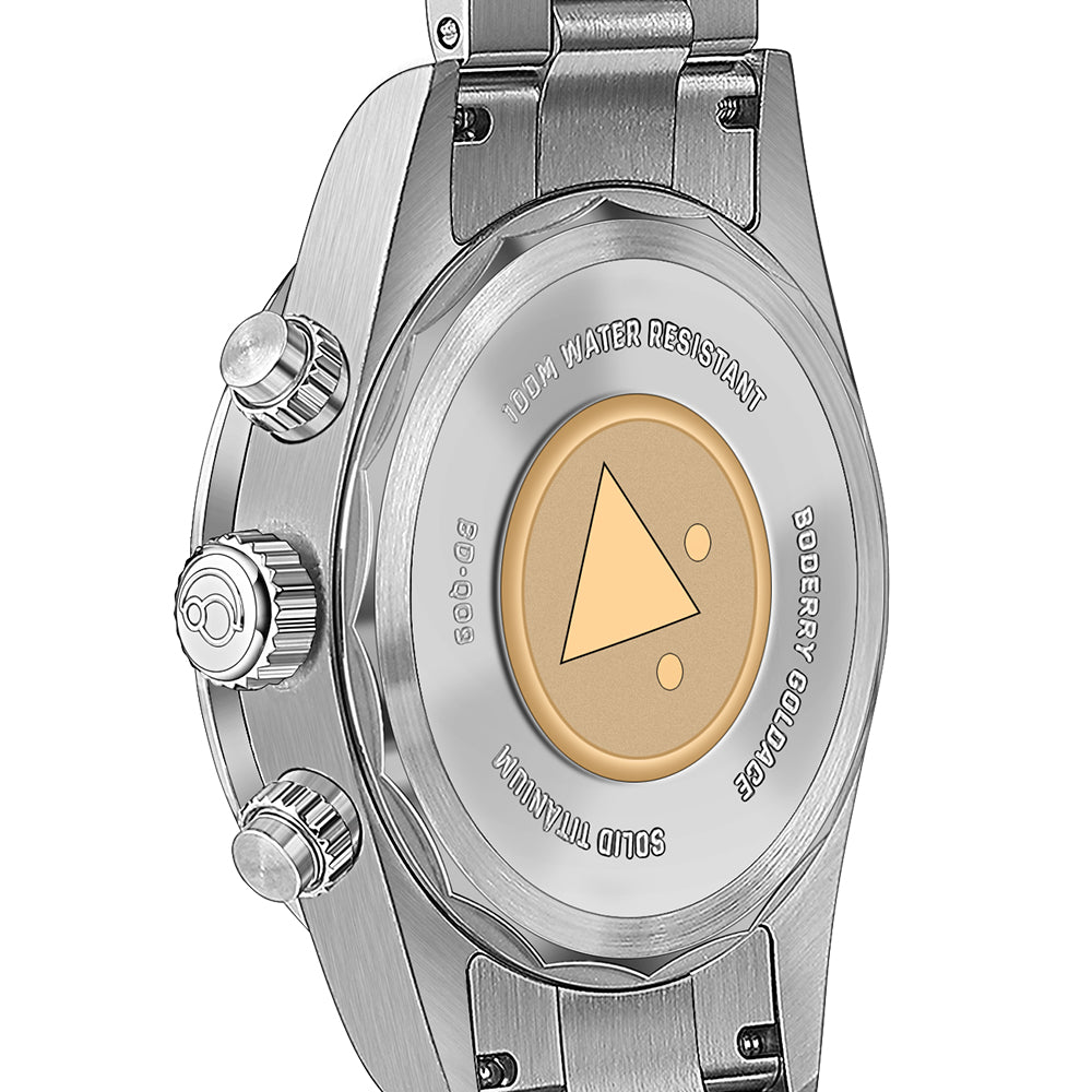 GOLDACE - 100M WR Titanium Mecha-Quartz Chronograph Watch | Black