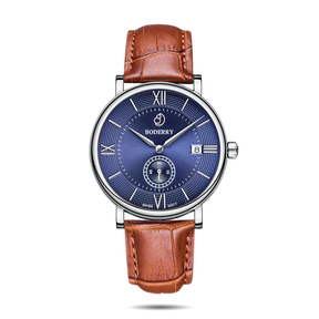 Mens Quartz(Swiss Movement) Watch | Silver/Blue Dial-Boderry Elegant Boderry Watches