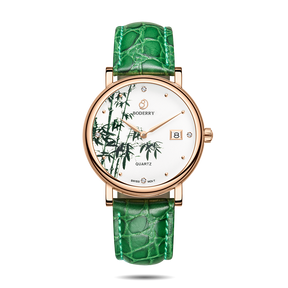 Womens Watch | Bamboo/Gold Case Watch-Boderry Flower Boderry Watches