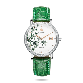 Women Watch | Bamboo Green Diamond Swiss Watches-Boderry Flower Boderry Watches