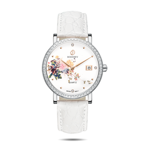 Women Watch | Chrysanth/Silver Case Watch-Boderry Flower Boderry Watches