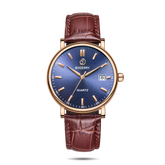 Mens Quartz(Swiss Movement) Watch | 40mm Rose Gold Case with Tan Leather Straps-Boderry Classic Boderry Watches