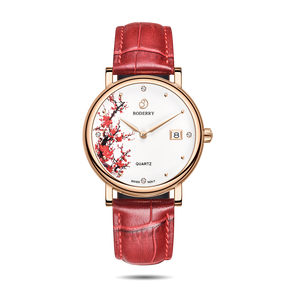 Women Watch | Plum Blossom Rose Gold Case Watch - Boderry Flower Watches