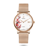 Women Watch | Plum Blossom Mesh Gold Watch-Boderry Flower Boderry Watches