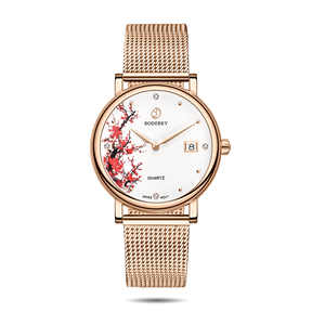 Women Watch | Plum Blossom Mesh Gold Watch-Boderry Flower Boderry Watches