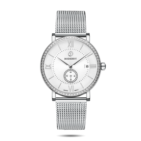 Mens Quartz(Swiss Movement) Watch | Silver/White Dial-Boderry Elegant II Boderry Watches