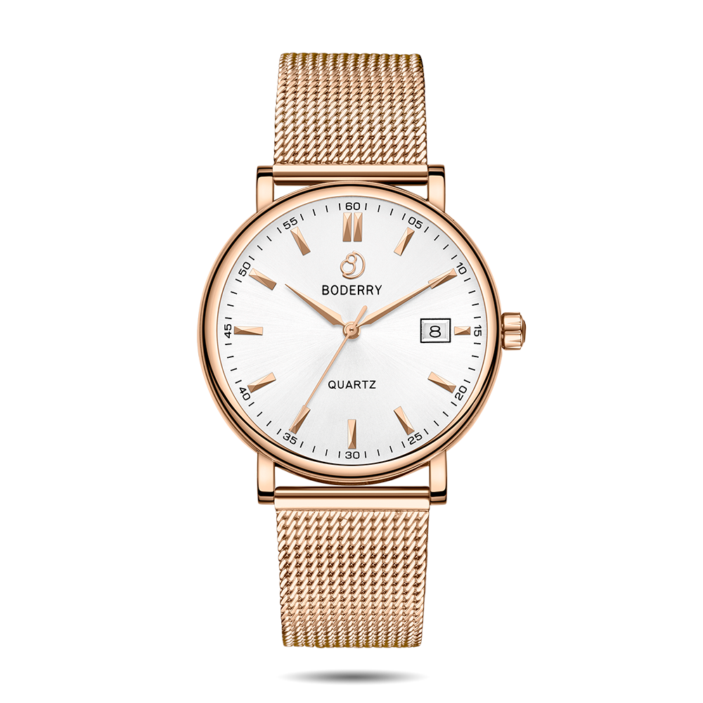 Mens Quartz(Swiss Movement) Watch | 40mm Case with Gold Mesh-Boderry Classic Boderry Watches