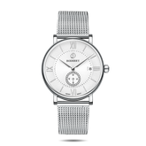 Mens Quartz(Swiss Movement) Watch | Silver/White Dial-Boderry Elegant Boderry Watches