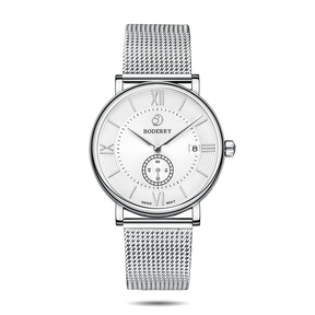 Mens Quartz(Swiss Movement) Watch | Silver/White Dial-Boderry Elegant Boderry Watches