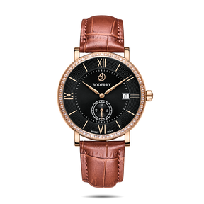 Mens Quartz(Swiss Movement) Watch | Rose Gold/Black Dial-Boderry Elegant II Boderry Watches