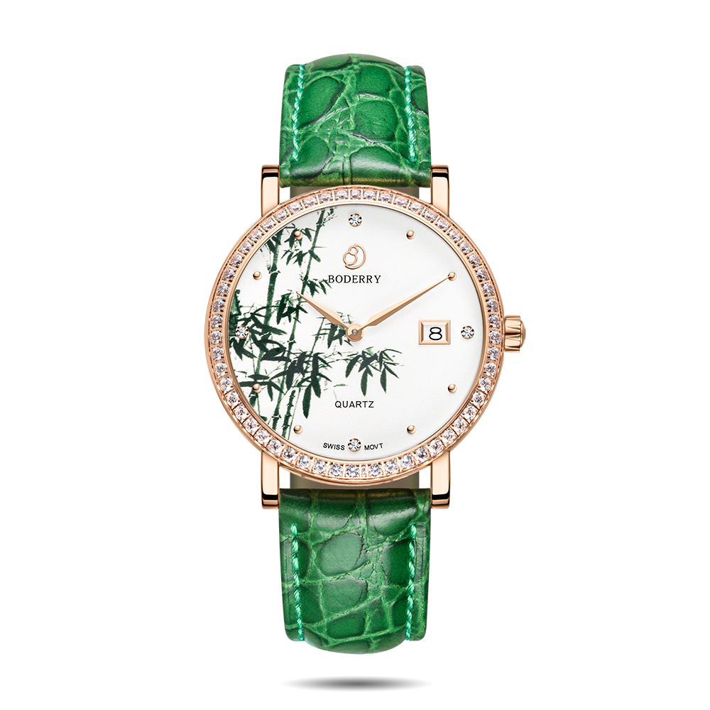 Womens Watch | Bamboo/Gold Case Watch - Boderry Flower Watches