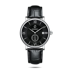 Mens Quartz(Swiss Movement) Watch | Silver/Black Dial-Boderry Elegant Boderry Watches