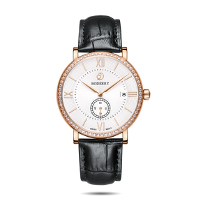 Mens Quartz(Swiss Movement) Watch | Rose Gold Case/White Dial-Boderry Elegant II Boderry Watches