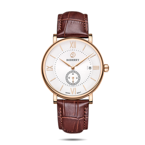 Mens Quartz(Swiss Movement) Watch | Rose Gold/White Dial-Boderry Elegant Boderry Watches