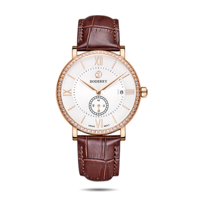 Mens Quartz(Swiss Movement) Watch | Rose Gold Case/White Dial-Boderry Elegant II Boderry Watches