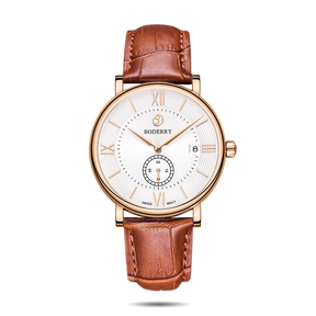 Mens Quartz(Swiss Movement) Watch | Rose Gold/White Dial-Boderry Elegant Boderry Watches