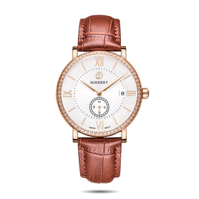 Mens Quartz(Swiss Movement) Watch | Rose Gold Case/White Dial-Boderry Elegant II Boderry Watches