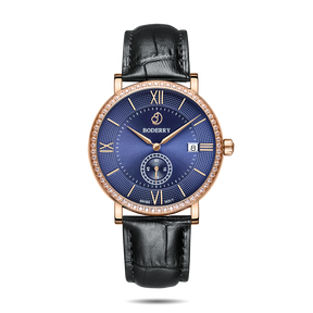 Mens Quartz(Swiss Movement) Watch | Rose Gold/Blue Dial-Boderry Elegant II Boderry Watches