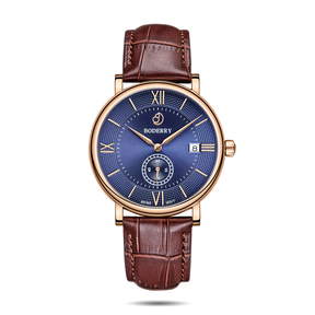 Mens Quartz(Swiss Movement) Watch | Rose Gold/Blue-Boderry Elegant Boderry Watches