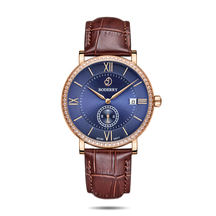 Mens Quartz(Swiss Movement) Watch | Rose Gold/Blue Dial-Boderry Elegant II Boderry Watches