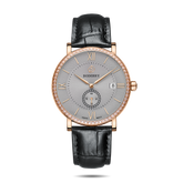 Mens Quartz(Swiss Movement) Watch | Rose Gold Case/Grey Dial-Boderry Elegant II Boderry Watches