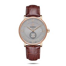 Mens Quartz(Swiss Movement) Watch | Rose Gold Case/Grey Dial-Boderry Elegant II Boderry Watches