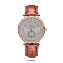 Mens Quartz(Swiss Movement) Watch | Rose Gold Case/Grey Dial-Boderry Elegant II Boderry Watches