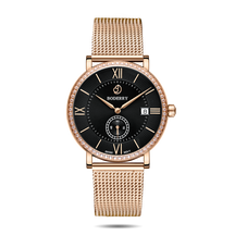 Mens Quartz(Swiss Movement) Watch | Rose Gold/Mesh Strap-Boderry Elegant II Boderry Watches