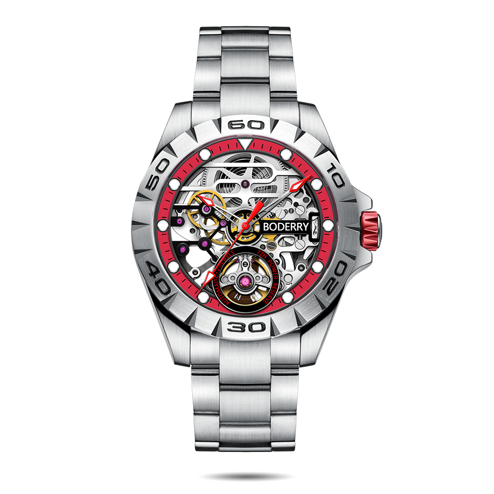 Mens Skeleton Automatic Watch | Stainless Steel Straps-Boderry Urban Boderry Watches