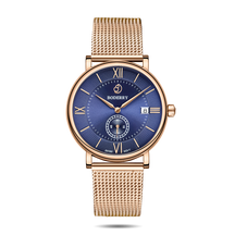 Mens Quartz(Swiss Movement) Watch | Rose Gold/Blue-Boderry Elegant Boderry Watches