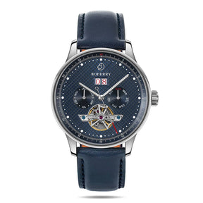 THE CHECKMATE - Complication Automatic Watch with Date,Day,Month Display -Sapphire & Leather Straps