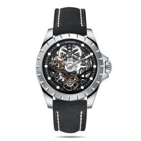 WINDMILL - Original Skeleton Hi-beat(28,800 bph) with 72 hrs Power-reserve Automatic Watch | Black Dial & Leather Strap