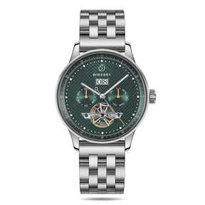 THE CHECKMATE - Complication Automatic Watch with Date,Day,Month Display -Emerald & Bracelet