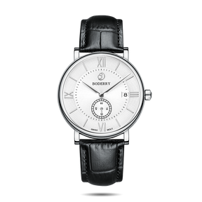 Mens Quartz(Swiss Movement) Watch | Silver/White Dial -  Boderry Watches