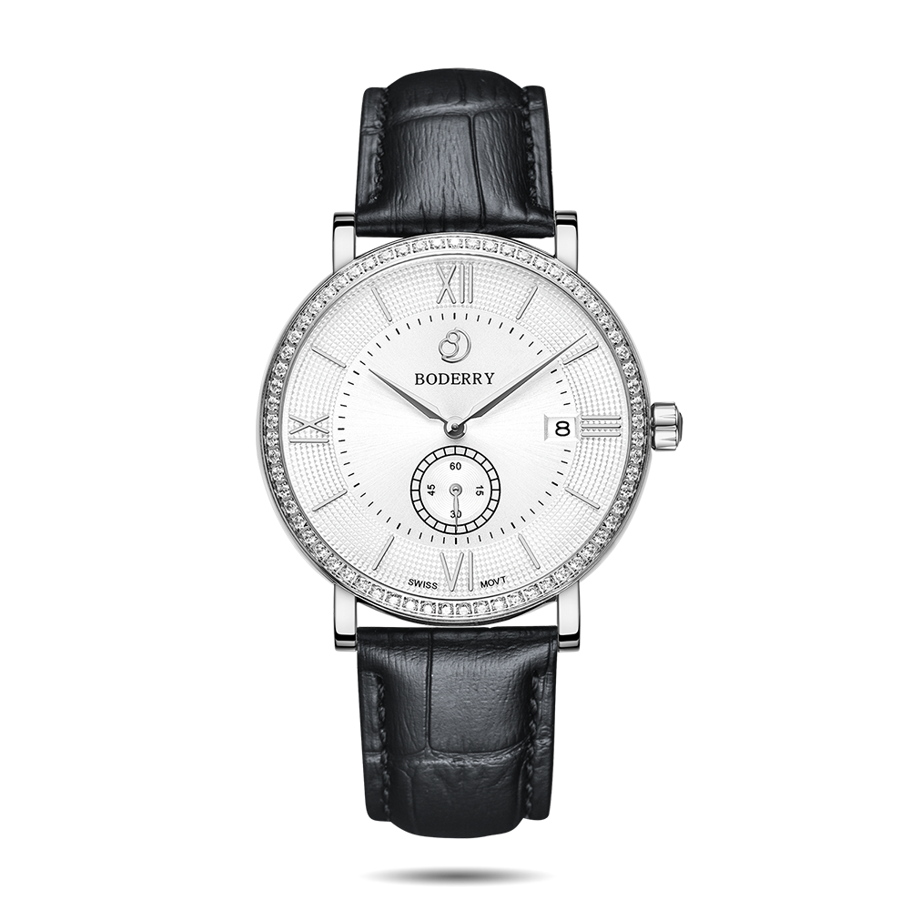 Mens Quartz(Swiss Movement) Watch | Silver/White Dial - Boderry Watches