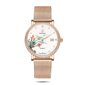 Women Watch | Orchid Gold Mesh Watch-Boderry Flower Boderry Watches