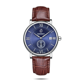 Mens Quartz(Swiss Movement) Watch | Silver/Blue Dial-Boderry Elegant Boderry Watches