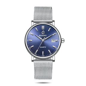 Mens Quartz(Swiss Movement) Watch | 40mm Case with Silver Mesh-Boderry Classic Boderry Watches