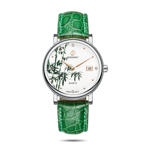Women Watch | Bamboo Green Diamond Swiss Watches-Boderry Flower Boderry Watches