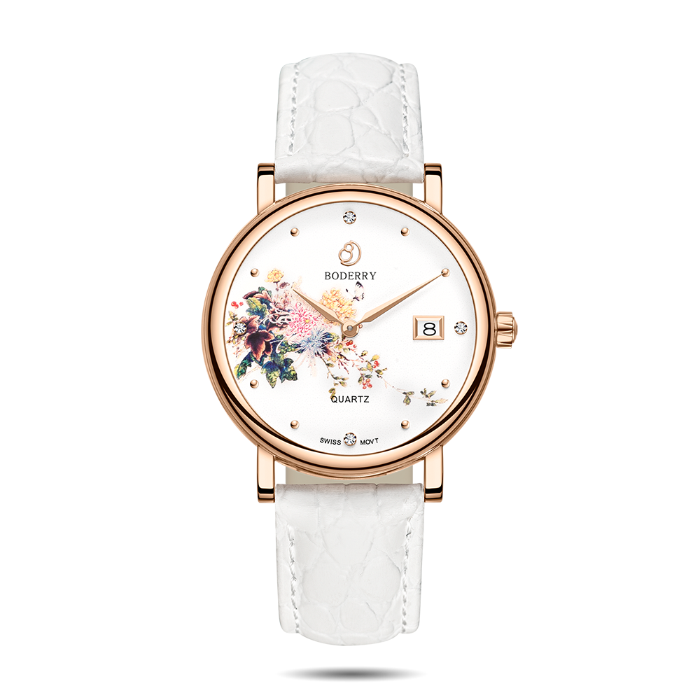 Women Watch | Chrysanth Rose Gold Case  Watch-Boderry Flower Boderry Watches