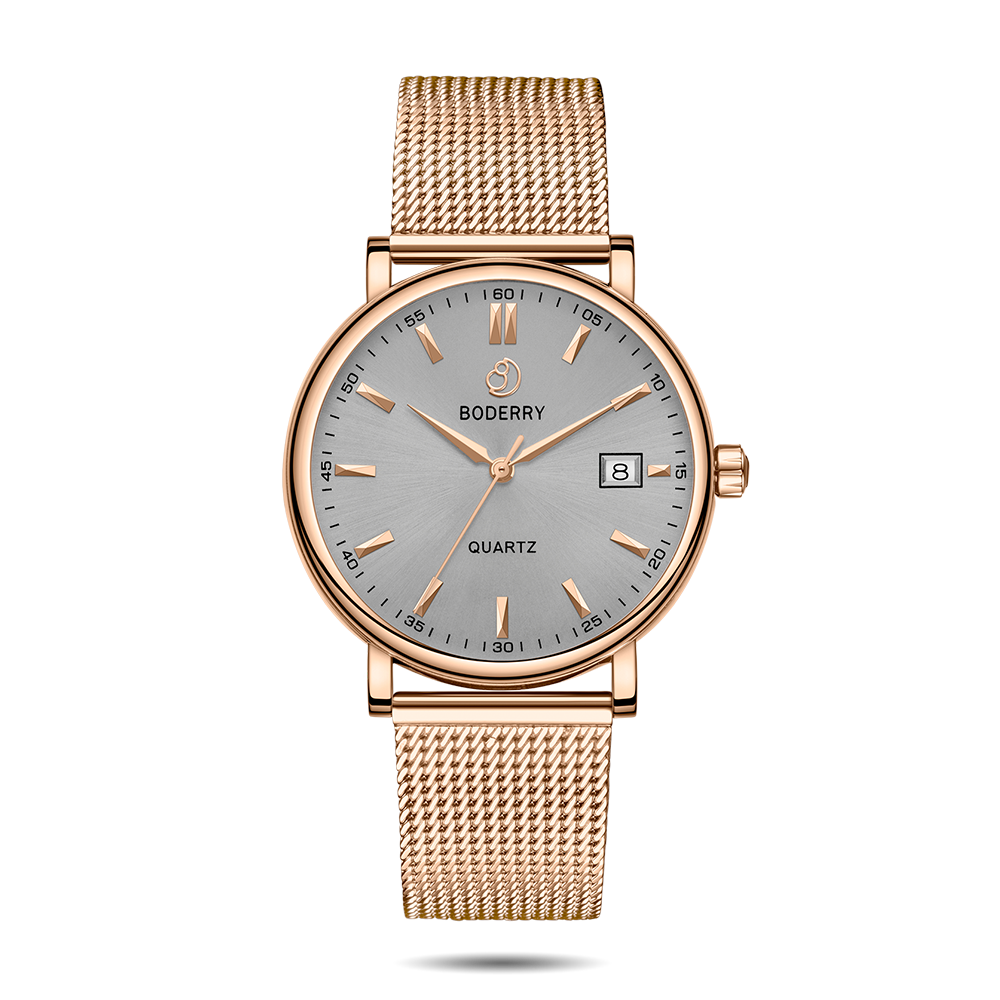 Mens Quartz(Swiss Movement) Watch | 40mm Case with Gold Mesh-Boderry Classic Boderry Watches